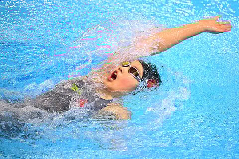 China's swimmer Yu Zidi competes in a semi-final of the women's 200m individual medley swimming event during the 2025 World Aquatics Championships in Singapore on July 27, 2025.