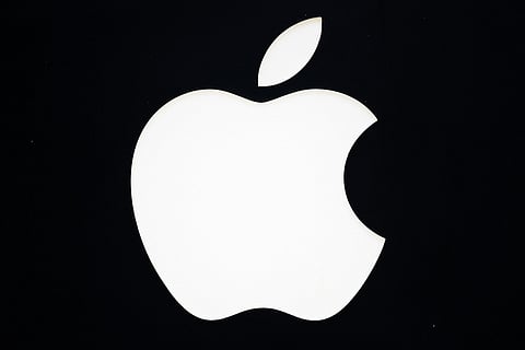 The logo of Apple at an Apple store on the Champs-Elysee avenue in Paris.