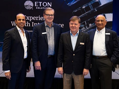 From left: Rajendra Pai, Partner at Navis Capital Partners, Robert Mallernee, Chief Executive Officer, Eton Solutions, L.P., Bryan Henning, SVP, Head of Global Sales & Business Development, Eton Solutions, L.P., Satyen Patel, Executive Chairman of Eton Solutions