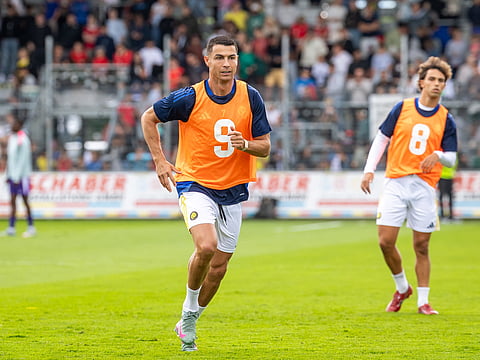 Saudi Pro League football club Al Nassr's Portuguese forward Cristiano Ronaldo during a friendly against FC Toulouse in Groedig, Austria.