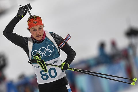 Germany's Laura Dahlmeier competes in the women's 15km individual biathlon event at the Alpensia biathlon during the Pyeongchang 2018 Winter Olympic Games.