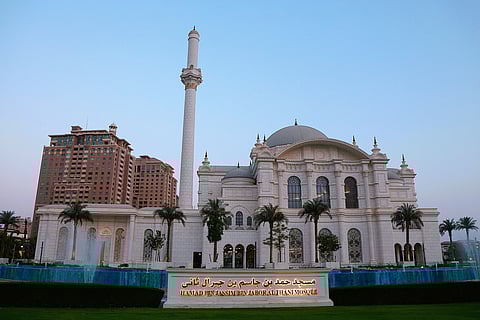 The Ottoman-styled Hamad bin Jassim bin Jaber Al Thani Mosque in Doha's Pearl Island.
