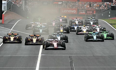 Drivers take the start to the Formula One Hungarian Grand Prix at the Hungaroring circuit in Mogyorod near Budapest, Hungary, on August 3, 2025.
