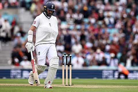 England's Chris Woakes runs between wickets on the fifth and final day of the fifth Test cricket match between England and India at The Oval in London on August 4, 2025.