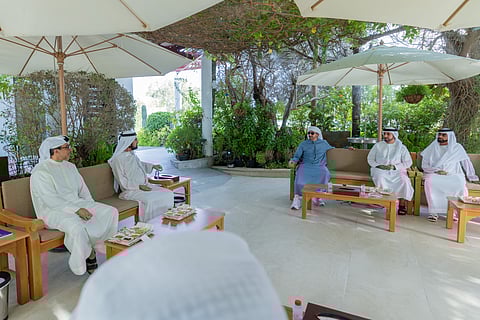 Mohammed bin Rashid meets with Mansour bin Zayed at Al Marmoom