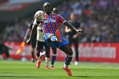 Crystal Palace's English midfielder Eberechi Eze controls the ball during the English FA Community Shield match against Liverpool at Wembley Stadium in London on August 10.