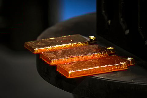 Gold bullion can be seen after being removed from casts at the ABC Refinery smelter in Sydney on April 29, 2025. Picture for illustrative purposes.