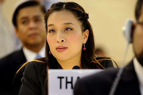 Thailand's Princess Bajrakitiyabha Mahidol delivers a speech on the opening day of the 12th United Nations (UN) Human Rights Council session at UN offices in Geneva on September 14, 2009.