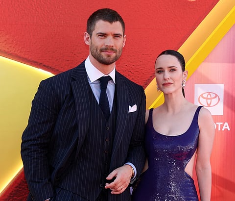 US actress Rachel Brosnahan and US actor David Corenswet at the Los Angeles premiere of "Superman" at the TCL Chinese Theatre in Hollywood, California, on July 7, 2025.
