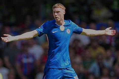 Chelsea's Cole Palmer reacts during the Premier League soccer match against Crystal Palace in London, Sunday, August 17.