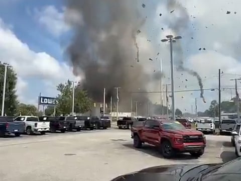 Veterinary hospital explodes after car hits gas line