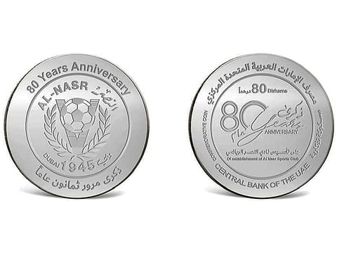 The CBUAE issued 1,000 commemorative silver coins, each weighing 40 grammes, with a design that combines the club's symbolism and its rich heritage.