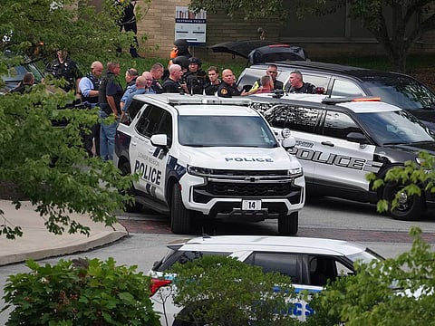 Police respond at the Villanova University campus where an active shooter was reported Thursday, Aug. 21, 2025, in Villanova, Pa.