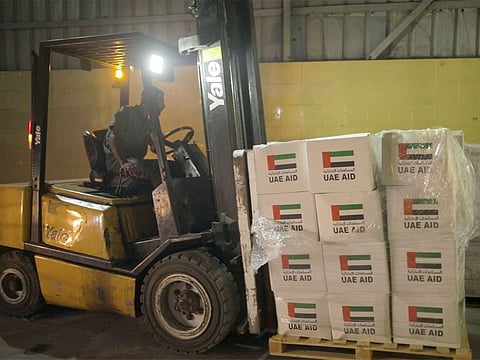 UAE's humanitarian aid convoy arrives in Gaza as part of Operation Chivalrous Knight 3