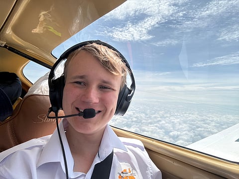 Byron Waller while flying above Abu Dhabi in his own plane
