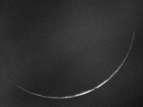 At the time of capture, the moon was 30.5 hours old and positioned 14 degrees from the sun.