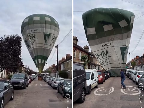Hot air balloon makes an emergency landing.