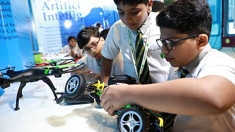 Students learn new skills at the AI Lab of Habitat School–Al Tallah in Ajman which was established in