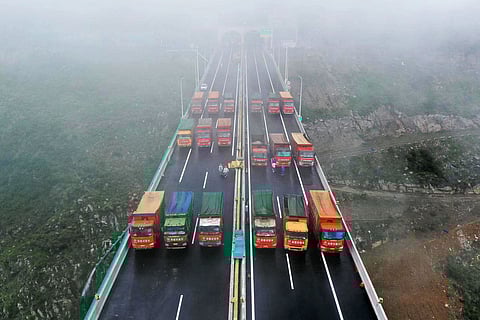 The load test is the final step before it is considered safe to welcome traffic. A testing team drove 96 trucks onto designated points to test the bridge's structural integrity.