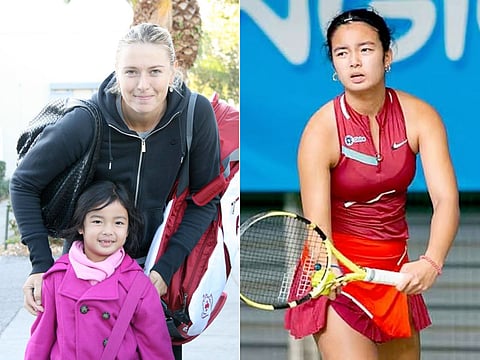 A younger Alex Eala (left) with tennis star Maria Sharapova. Alex, now aged 20, has worked her way up the WTA rankings, with a stunning performance at the Miami Open.