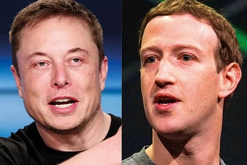 Elon Musk (left) or Tesla and SpaceX; Mark Zuckerberg of Facebook