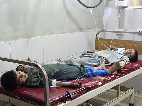 Afghan injured children receive treatment at a hospital after an earthquake in Afghanistan's Jalalabad.