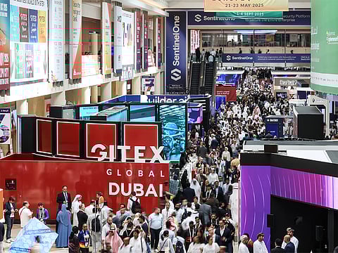 The calendar features a diverse mix of exhibitions and conferences spanning technology, sustainability, healthcare, food and beverage, energy, construction, transport, finance, and education.