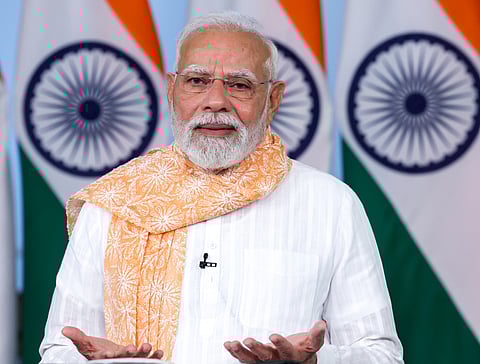 Prime Minister Narendra Modi launches the Bihar Rajya Jeevika Nidhi Saakh Sahkari Sangh Limited, via video conferencing, in New Delhi on Tuesday.