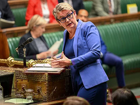 Britain's Home Secretary Yvette Cooper