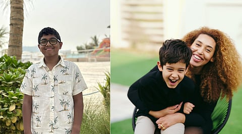 Left: Aaron Jacob George, a 14-year-old in Dubai, Right: Memphis Coerman, with his mother Kanessa Muluneh, a serial entrepreneur.