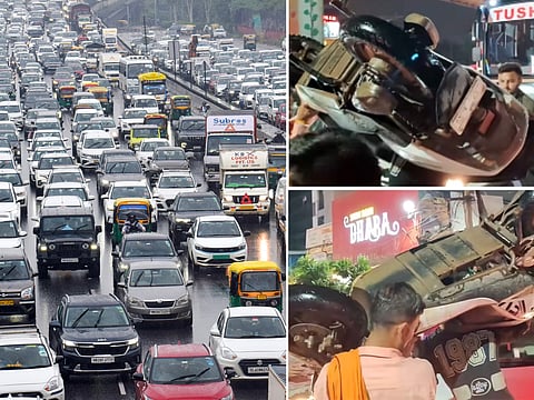 India floods: Gurgaon man’s scooter-on-head escape stuns internet