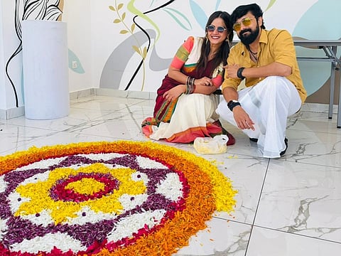 Shamida Asif and her husband Mohammed Asif celebrating Onam in Dubai on Friday