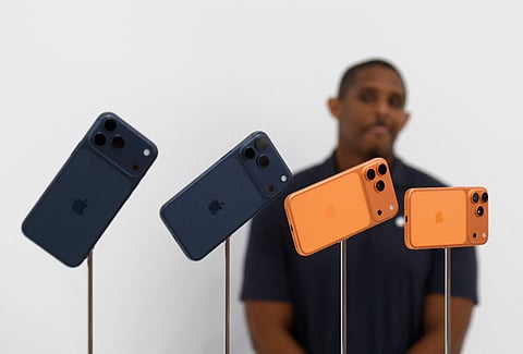 The new Apple iPhone 17 Pro is displayed during an Apple special event at Apple headquarters on September 9, 2025 in Cupertino, California.