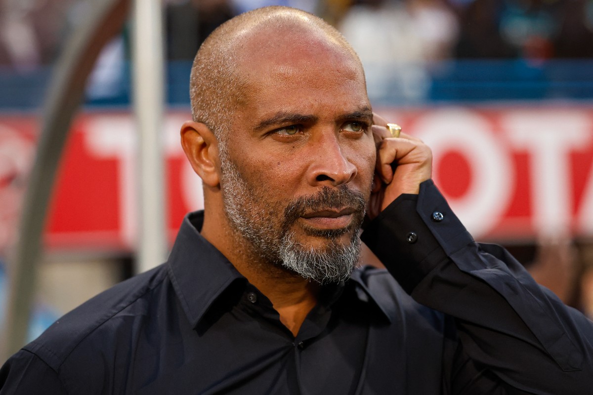 Nigeria's coach Eric Chelle gestures ahead of the FIFA World Cup 2026 Africa qualifiers group C match between South Africa and Nigeria