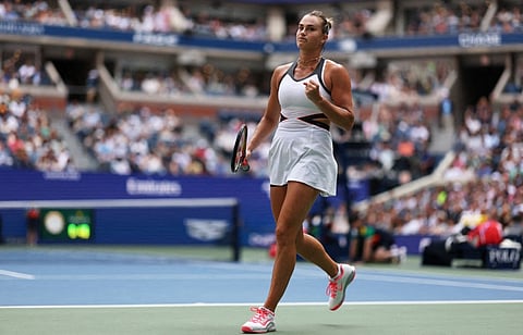 Aryna Sabalenka in action at the US Open in New York City in August.
