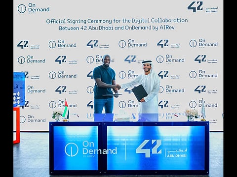 Muhammed Khalid, CEO, AIREV with Dr. Ahmed Al Shoaibi, Acting CEO of 42 Abu Dhabi