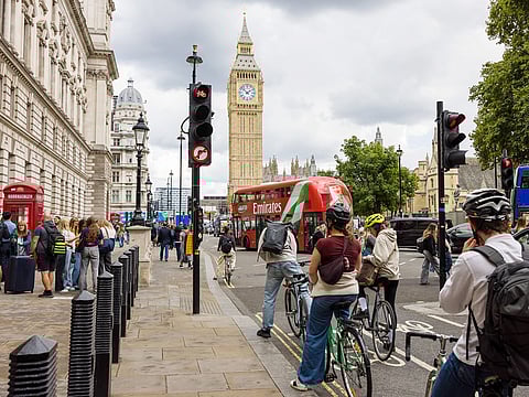 The Elizabeth Tower, which houses the Big Ben bell, in the Westminster district of London, UK.