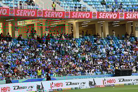 Fans arrive for big India vs Pakistan clash in the DP World Asia Cup match at Dubai International cricket stadium on Sunday.