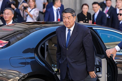 Chinese Vice Premier He Lifeng arrives for trade talks with US Secretary of the Treasury Scott Bessent at the foreign ministry in Madrid on September 14, 2025.