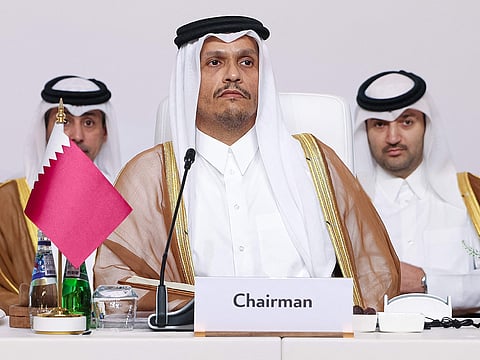 Qatar's Prime Minister and Foreign Minister Mohammed bin Abdulrahman Al Thani chairing a preparatory meeting in Doha on September 14, 2025, ahead of an Arab Islamic summit.