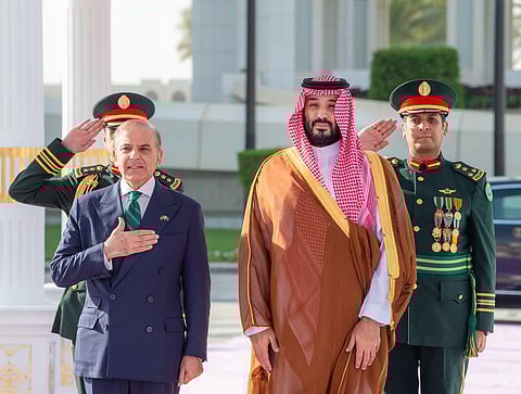 Mohammed bin Salman and Muhammad Shehbaz Sharif in Riyadh.