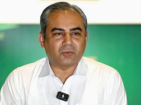 Mohsin Naqvi, chairman of the Pakistan Cricket Board (PCB) addresses a press conference at the Gaddafi Stadium in Lahore on September 17, 2025, ahead of the Asia Cup 2025 T20 match between UAE and Pakistan in Dubai.