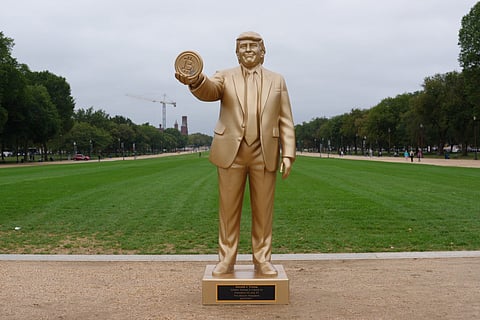 12-foot Trump statue with Bitcoin ignites debate in Washington DC