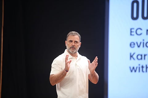 Rahul Gandh alleged that automated software and fake logins using mobile numbers from outside the state were used to remove over 6,000 voters, particularly in areas known to favour Congress.