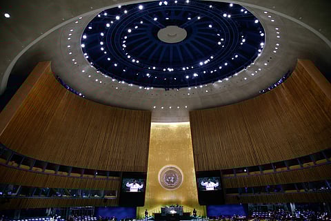 Colombian president Gustavo Petro speaks during the General Debate of the United Nations General Assembly at the UN headquarters in New York City on September 23, 2025.
