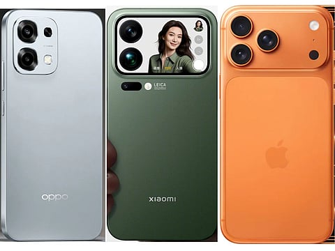 Side-by-side: Oppo A6 Pro 5G Xiaomi 17 Pro and iPhone 17 Pro