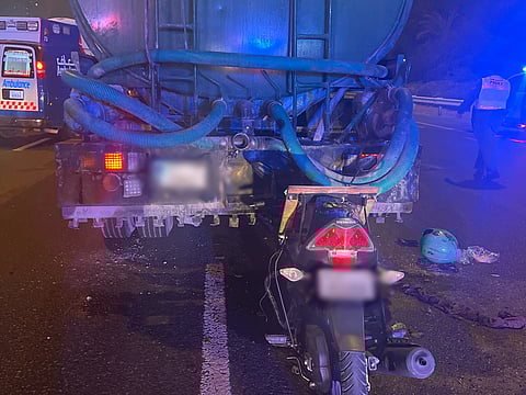 Motorcyclist injured in crash after truck breaks down on Sheikh Mohammed bin Zayed Road in Dubai