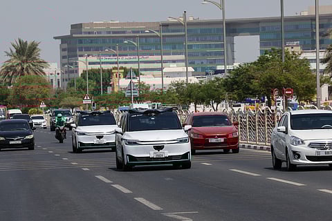 Robotaxi, the driverless autonomous vehicle during a trial run with safety driver at Jumeirah Beach Road in Dubai. Photo: Virendra Saklani/Gulf News
