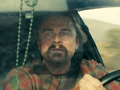 A scene from 'One Battle After Another, featuring Leonardo DiCaprio.