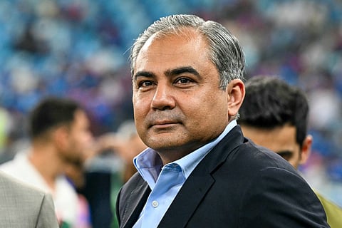 Asian Cricket Council (ACC) and Pakistan Cricket Board (PCB) chairman Mohsin Naqvi waits at the field at the end of the Asia Cup 2025 Twenty20 international cricket final match between India and Pakistan at the Dubai International Stadium in Dubai on September 28, 2025.